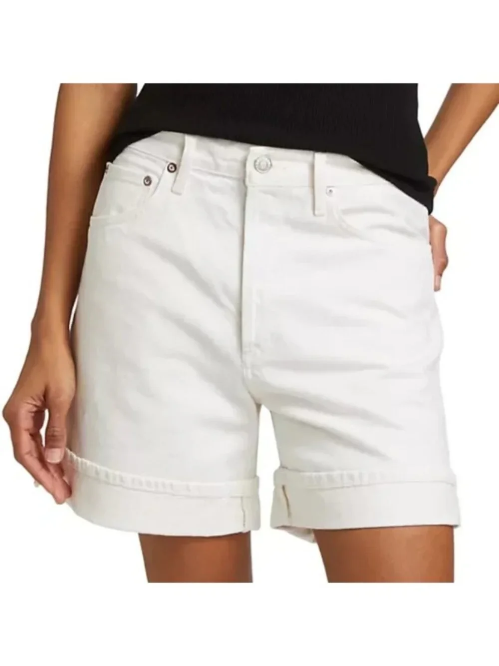 AGOLDE Dame High Rise Baggy Denim Shorts 90s Minimalist Old Money Womens 32
